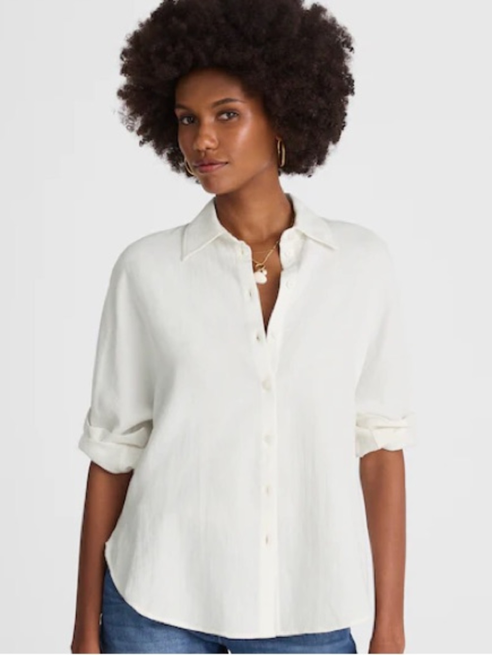 Madewell Cotton Double-Gauze Oversized Shirt Size Medium in White